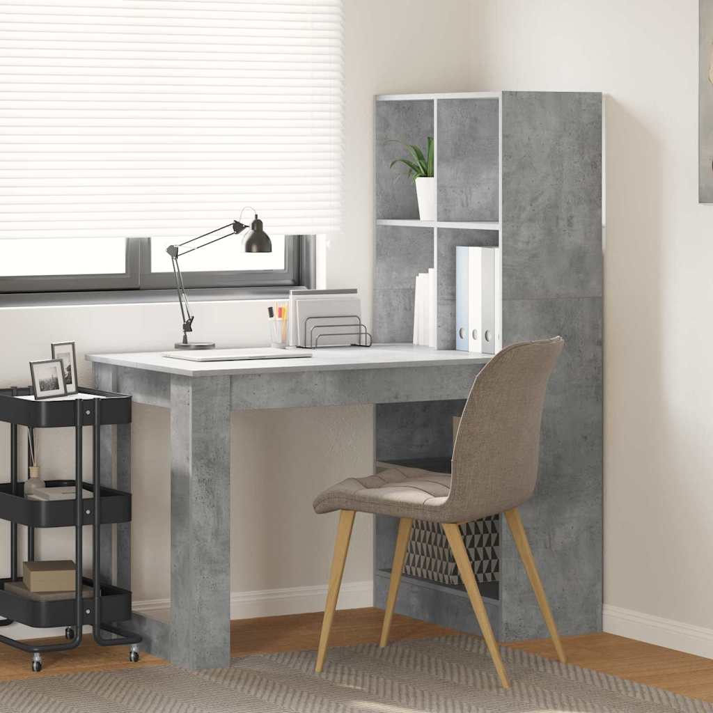 Scrivania Grigio cemento 122 x 67 x 145 cm Legno multistrato