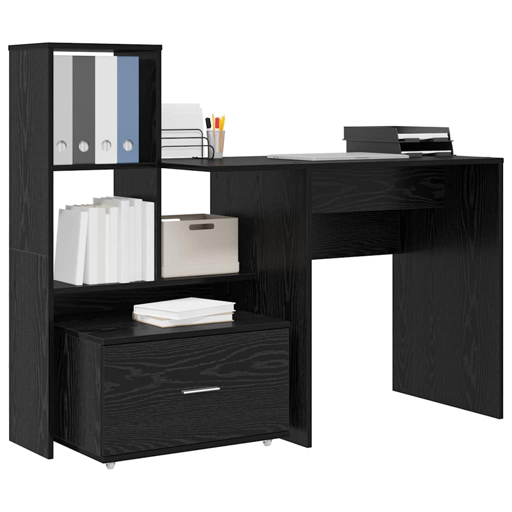Scrivania Rovere Nero 131,5 x 50 x 106,5 cm Legno multistrato