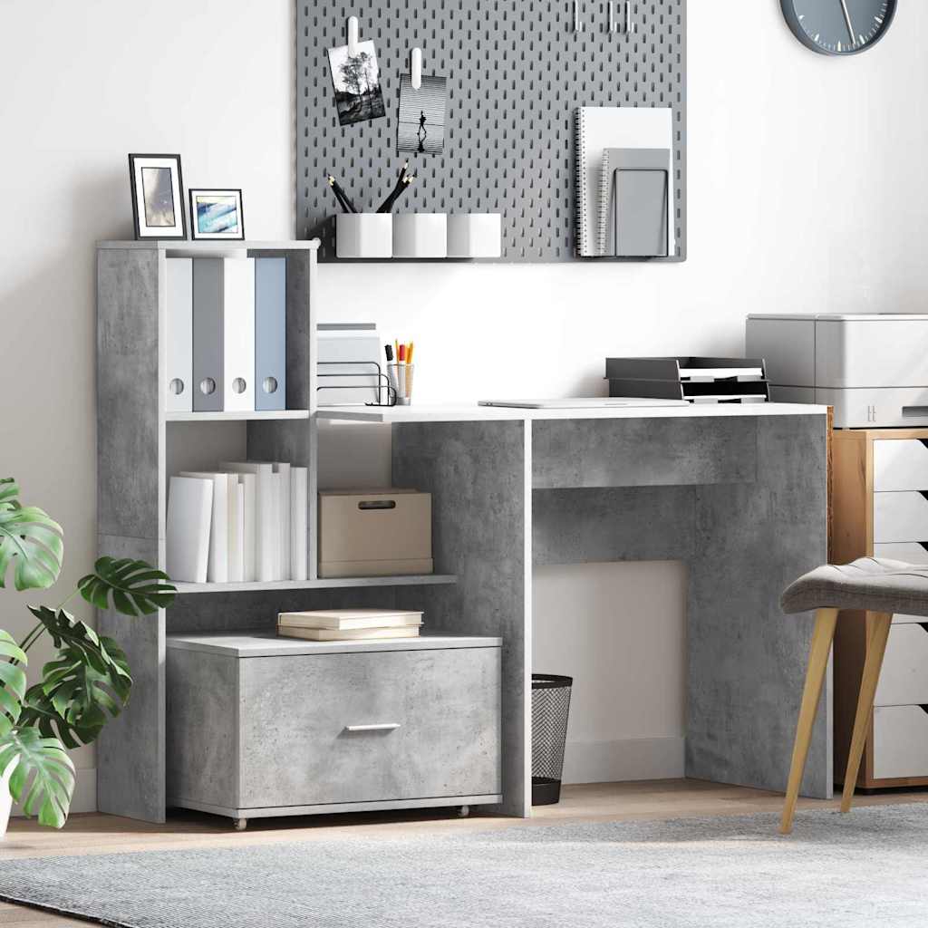 Scrivania con cassetto Grigio cemento 131,5 x 50 x 106,5 cm