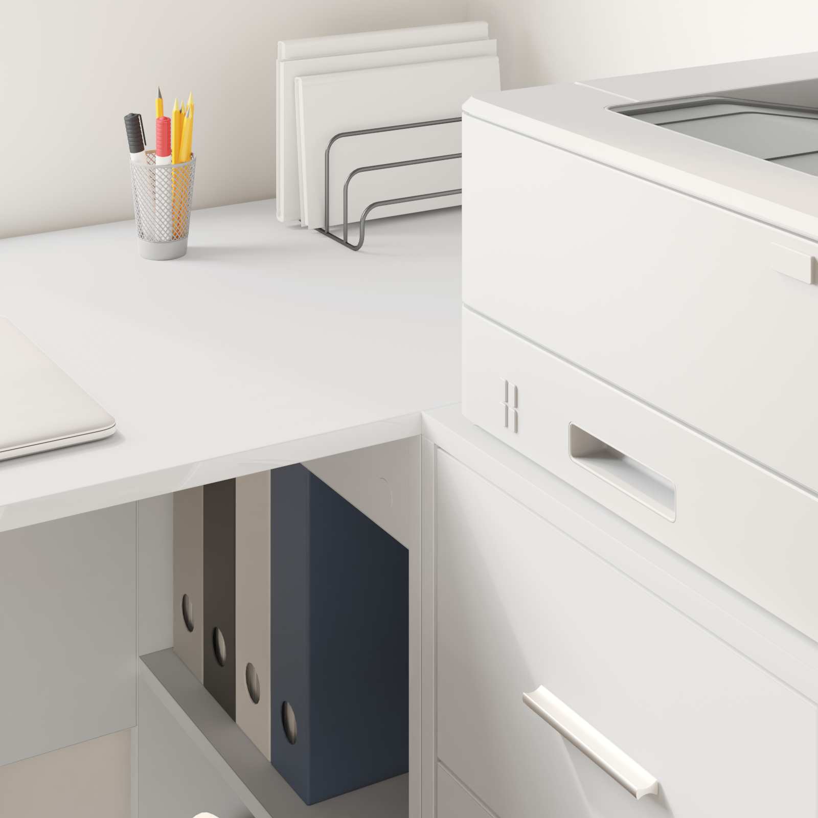 Scrivania ad angolo con cassetto Bianco 102 x 88 x 75 cm