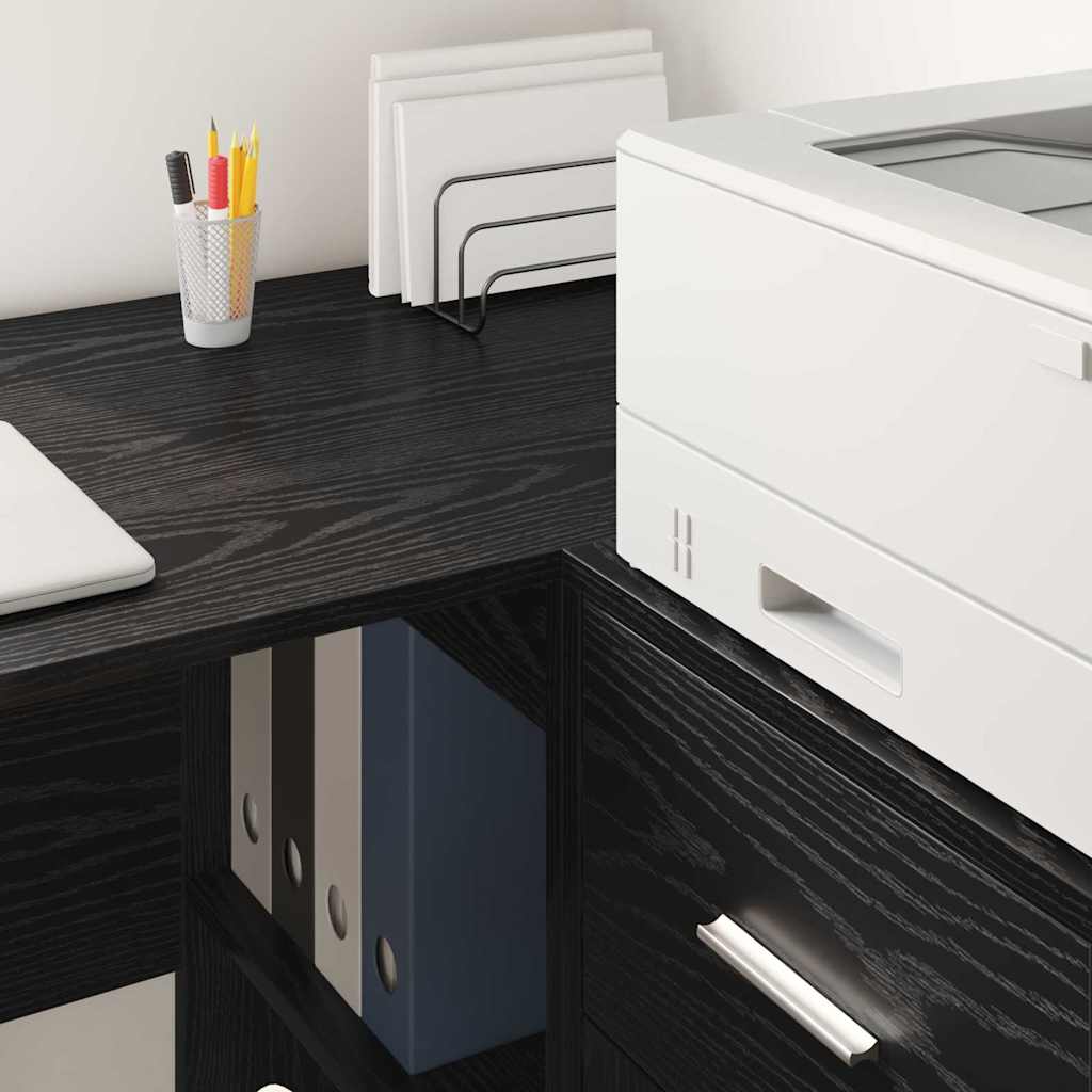 Scrivania ad angolo con cassetto Rovere Nero 102 x 88 x 75 cm