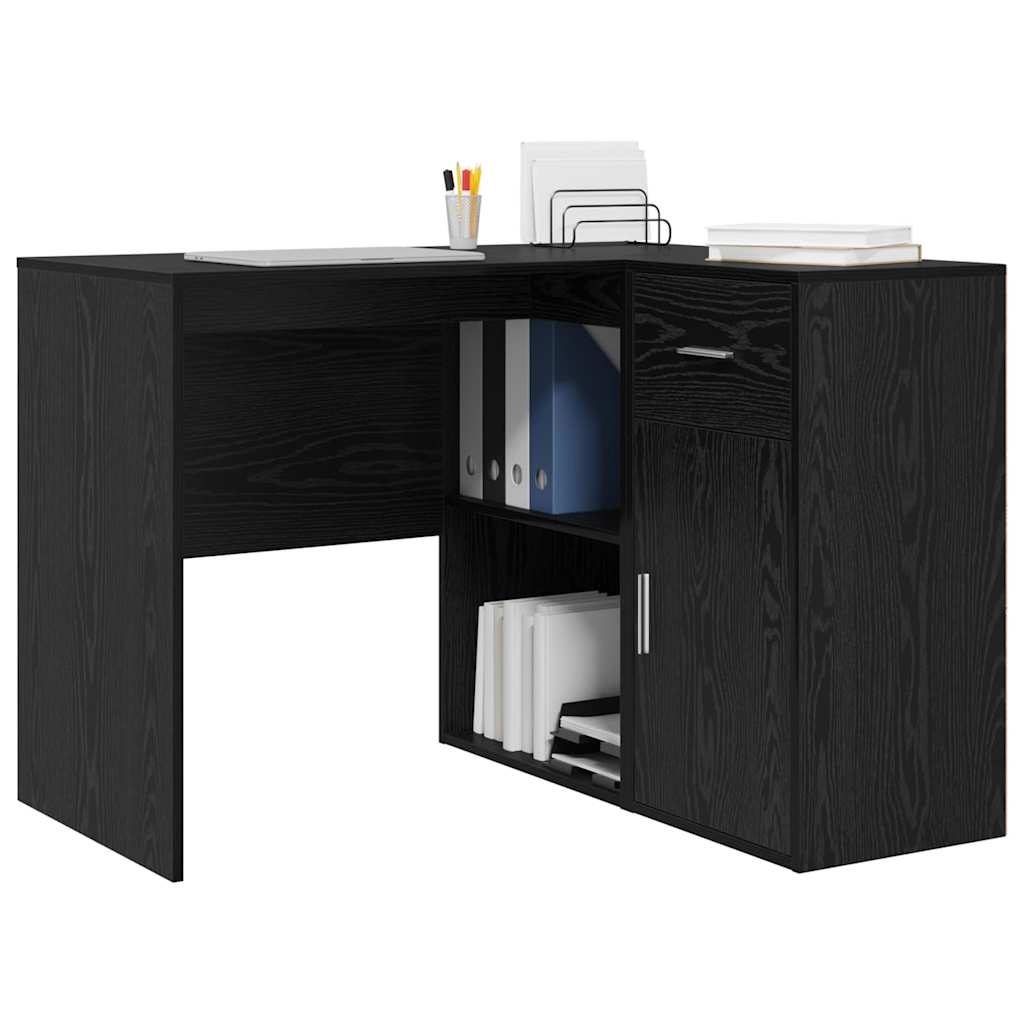 Scrivania ad angolo con cassetto Rovere Nero 102 x 88 x 75 cm