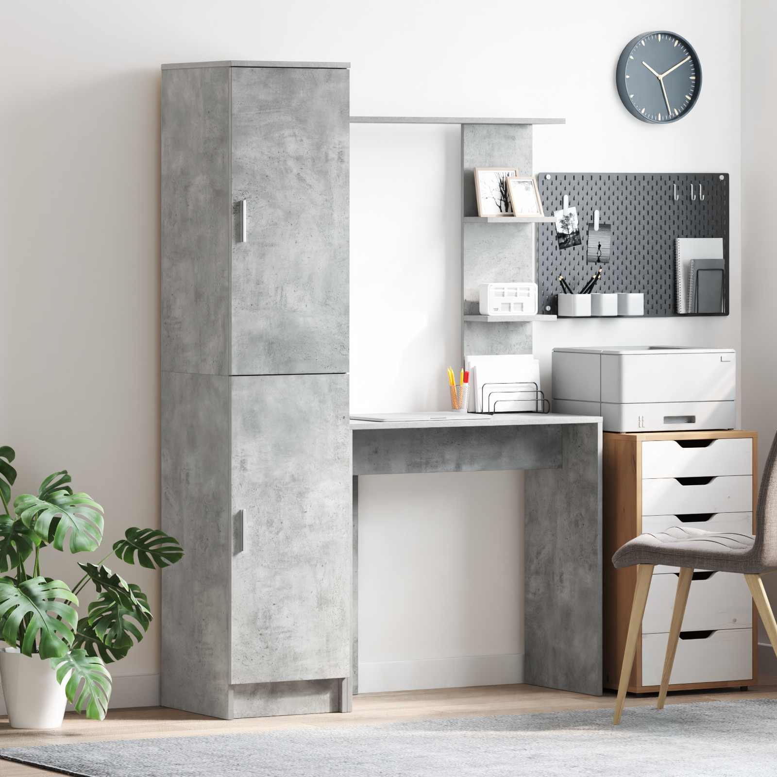 Scrivania 2 pcs Grigio cemento