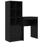Scrivania con cassetto con lo scaffale 2 pcs Rovere Nero
