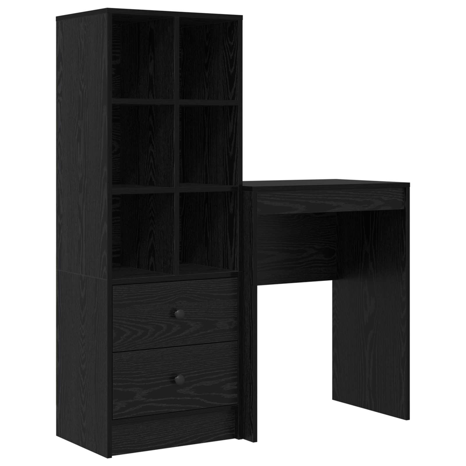 Scrivania con cassetto con lo scaffale 2 pcs Rovere Nero