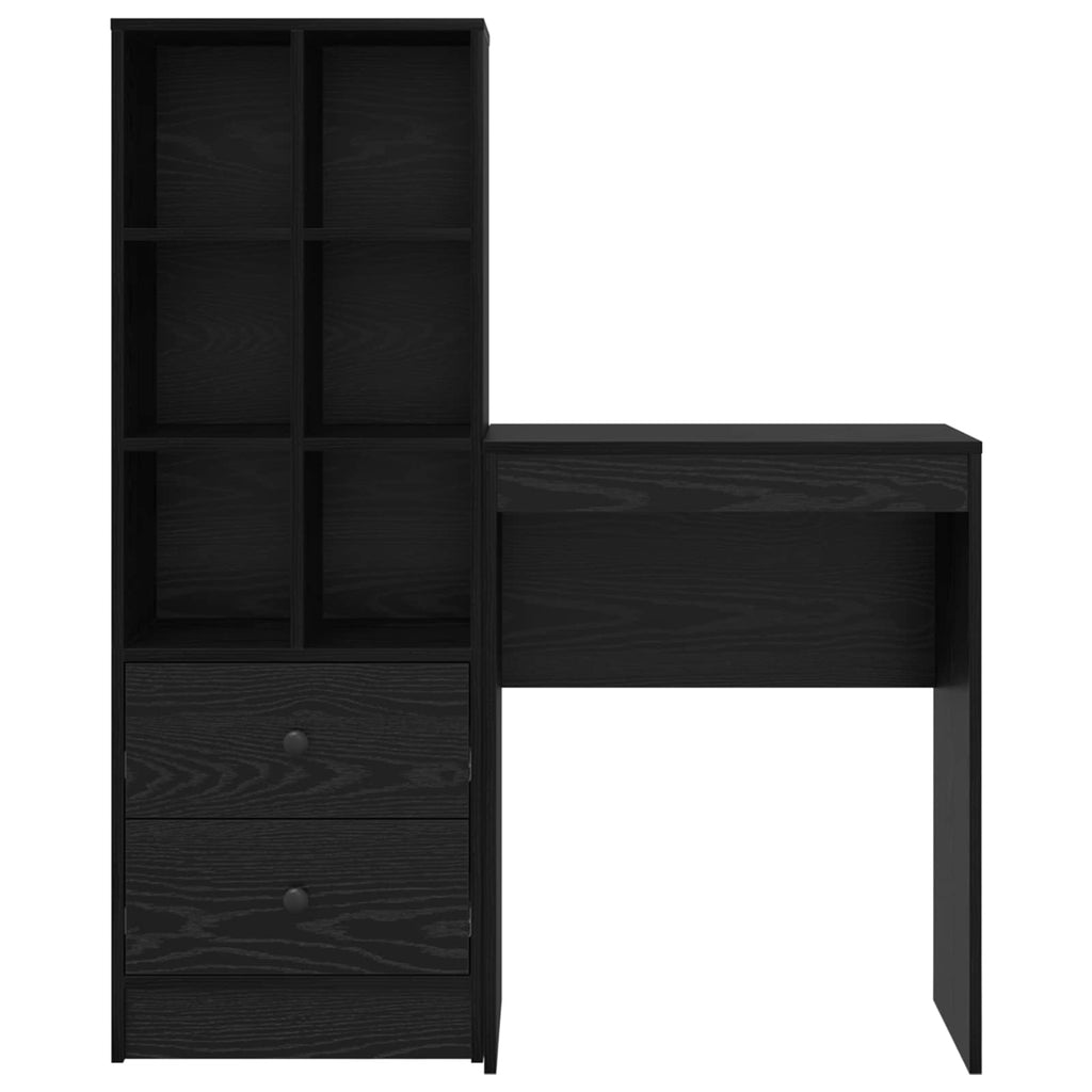 Scrivania con cassetto con lo scaffale 2 pcs Rovere Nero