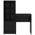 Scrivania con cassetto con lo scaffale 2 pcs Rovere Nero