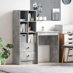 Scrivania con cassetto con lo scaffale 2 pcs Grigio cemento