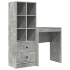 Scrivania con cassetto con lo scaffale 2 pcs Grigio cemento