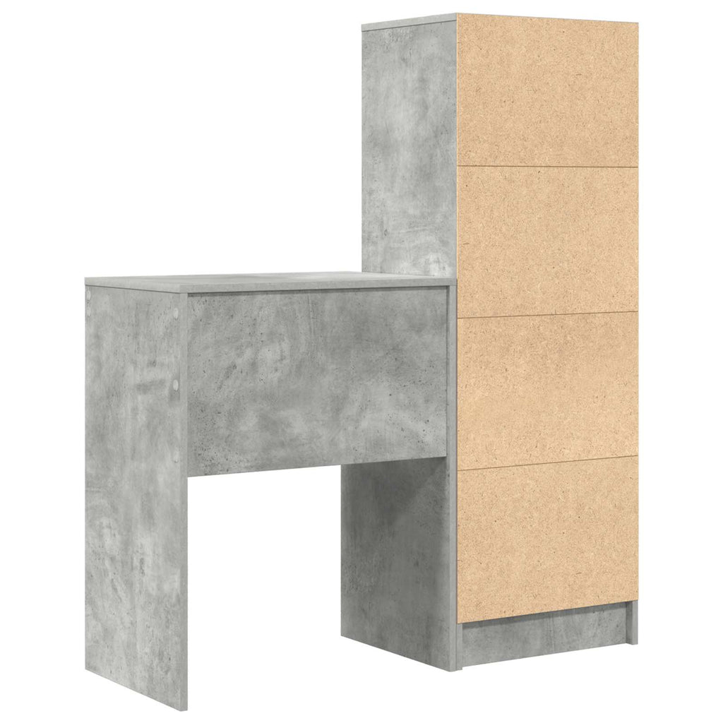 Scrivania con cassetto con lo scaffale 2 pcs Grigio cemento