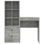 Scrivania con cassetto con lo scaffale 2 pcs Grigio cemento
