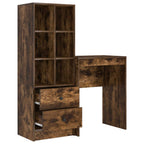 Scrivania con cassetto con lo scaffale 2 pcs Rovere fumé