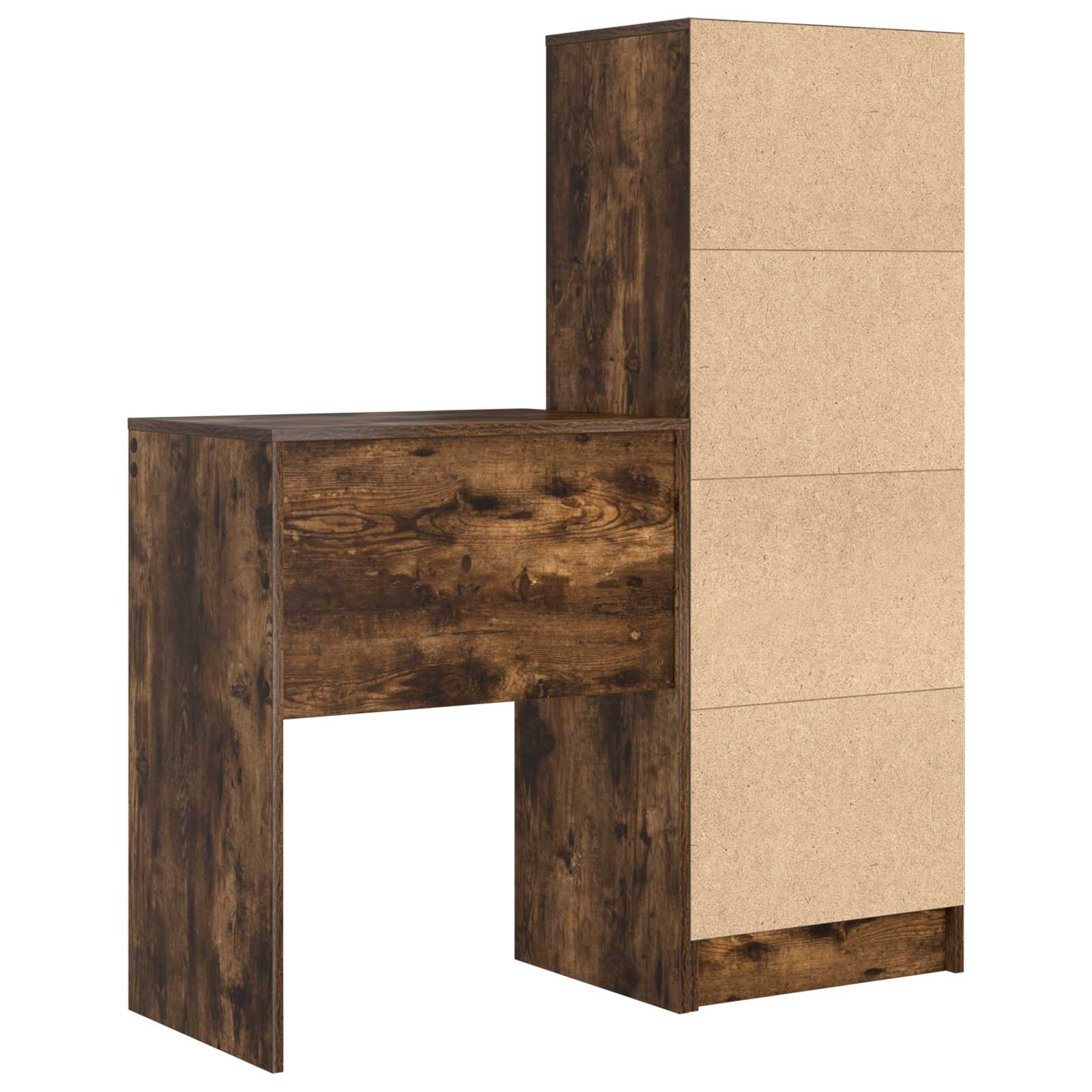 Scrivania con cassetto con lo scaffale 2 pcs Rovere fumé