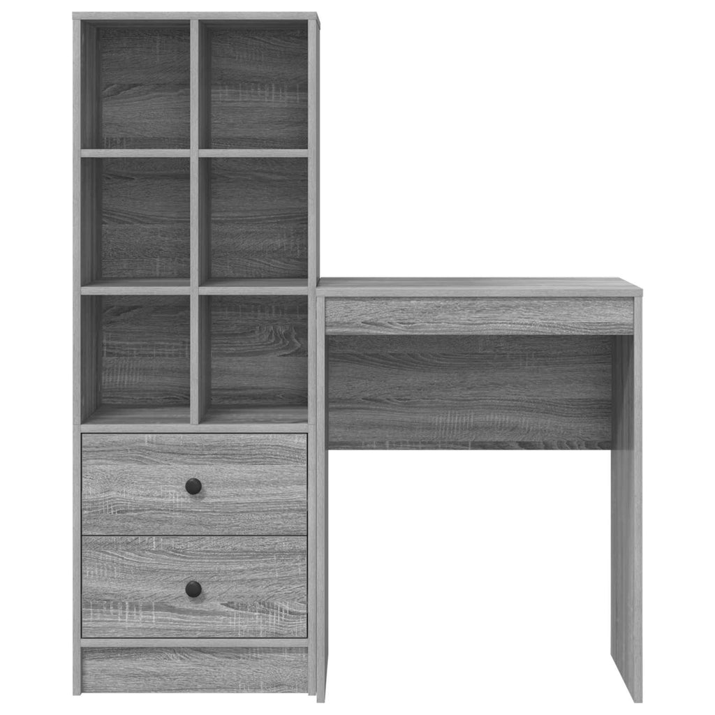 Scrivania con cassetto con lo scaffale 2 pcs Grigio Sonoma