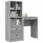 Scrivania con cassetto con lo scaffale 2 pcs Grigio Sonoma