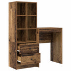 Scrivania con cassetto con lo scaffale 2 pcs Legno vecchio