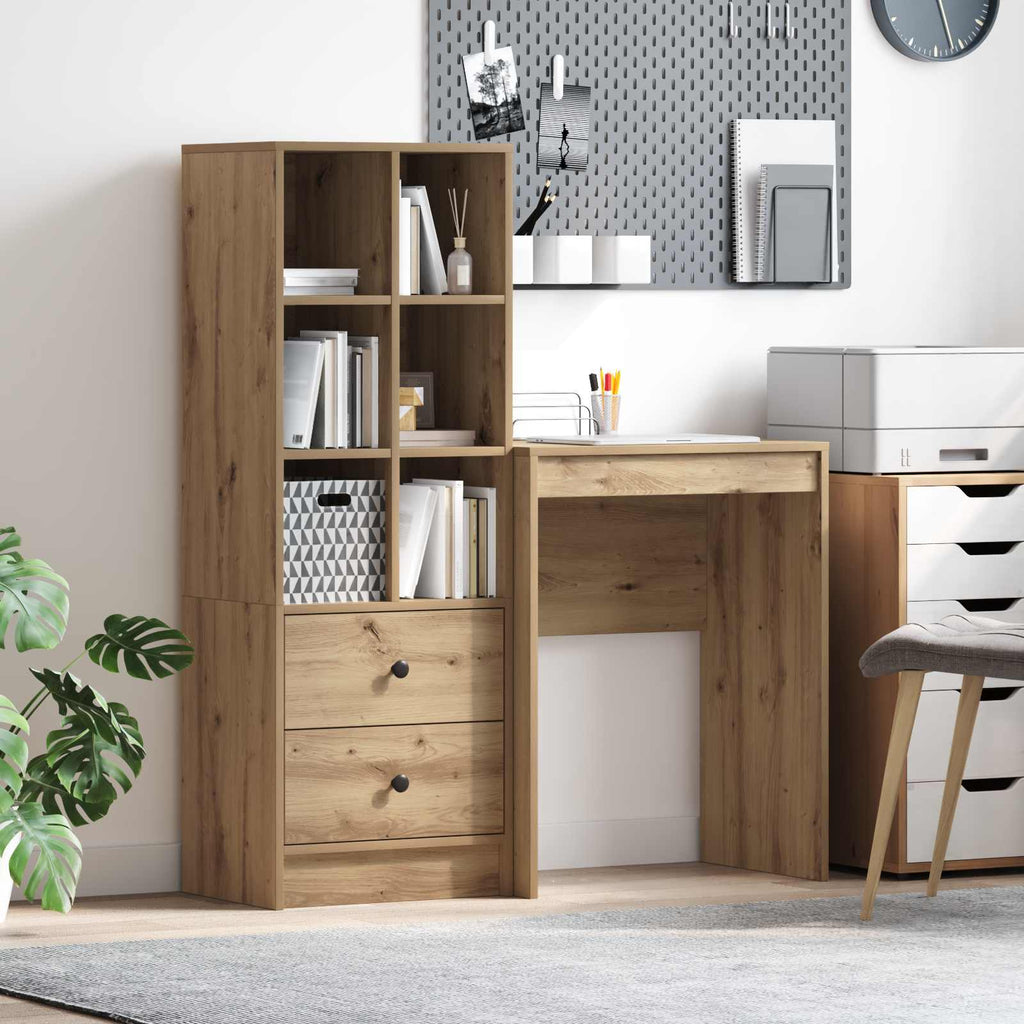 Scrivania con cassetto con lo scaffale 2 pcs Rovere artigianale