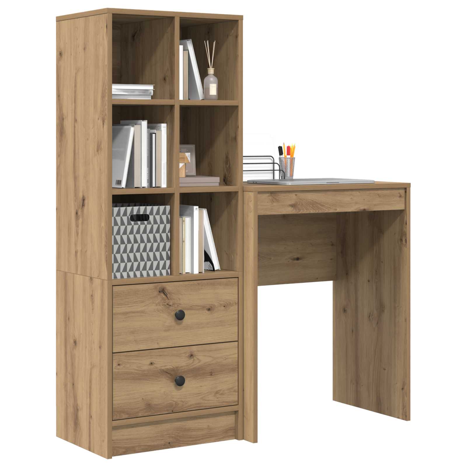 Scrivania con cassetto con lo scaffale 2 pcs Rovere artigianale