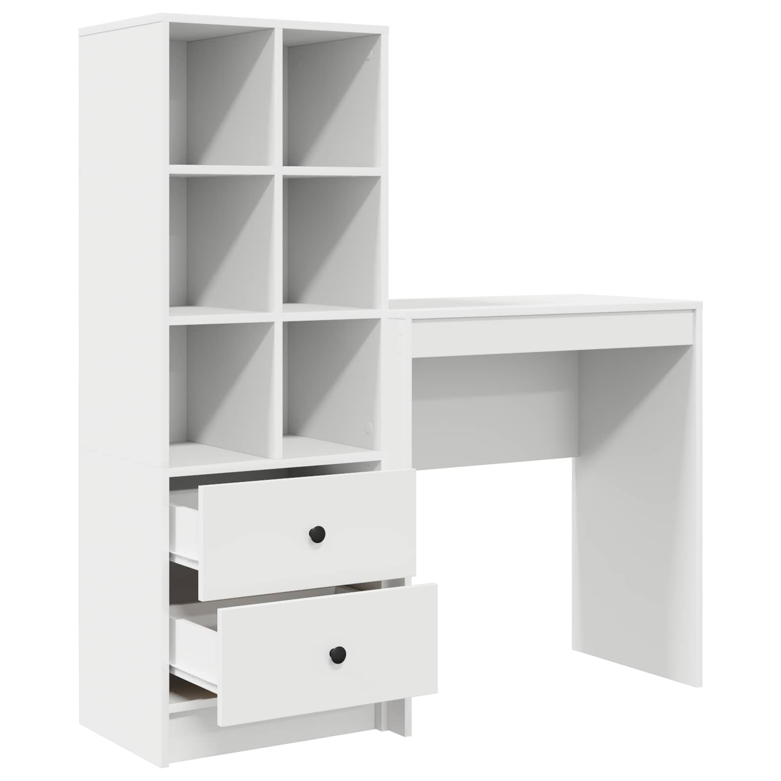 Scrivania con cassetto con lo scaffale 2 pcs Bianco