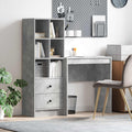 Scrivania con cassetto con lo scaffale 2 pcs Grigio cemento