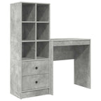 Scrivania con cassetto con lo scaffale 2 pcs Grigio cemento