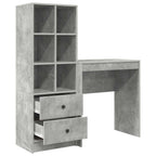 Scrivania con cassetto con lo scaffale 2 pcs Grigio cemento