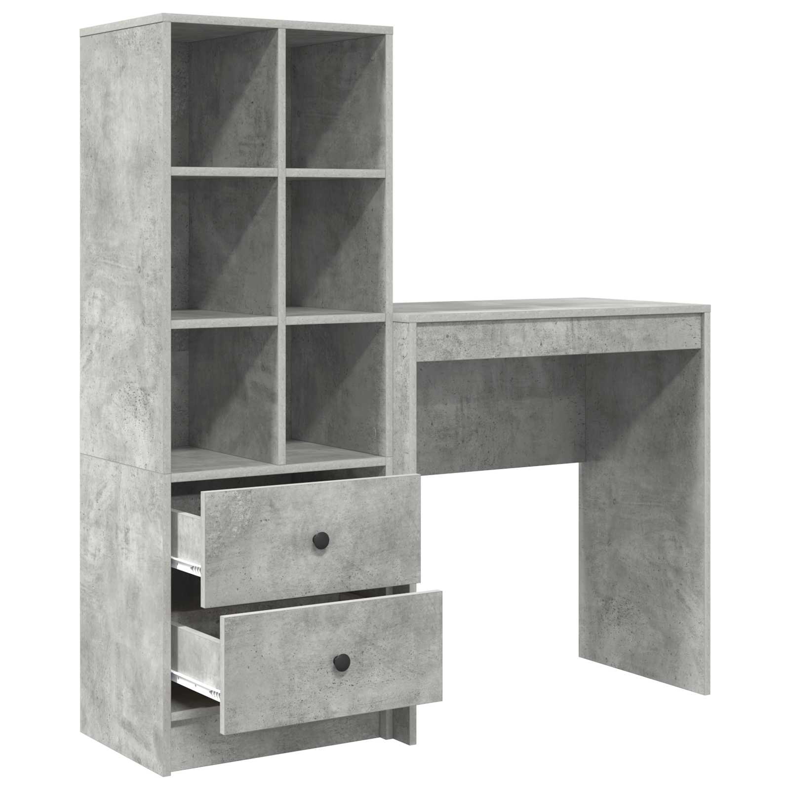 Scrivania con cassetto con lo scaffale 2 pcs Grigio cemento