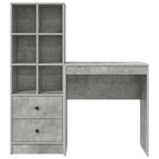 Scrivania con cassetto con lo scaffale 2 pcs Grigio cemento
