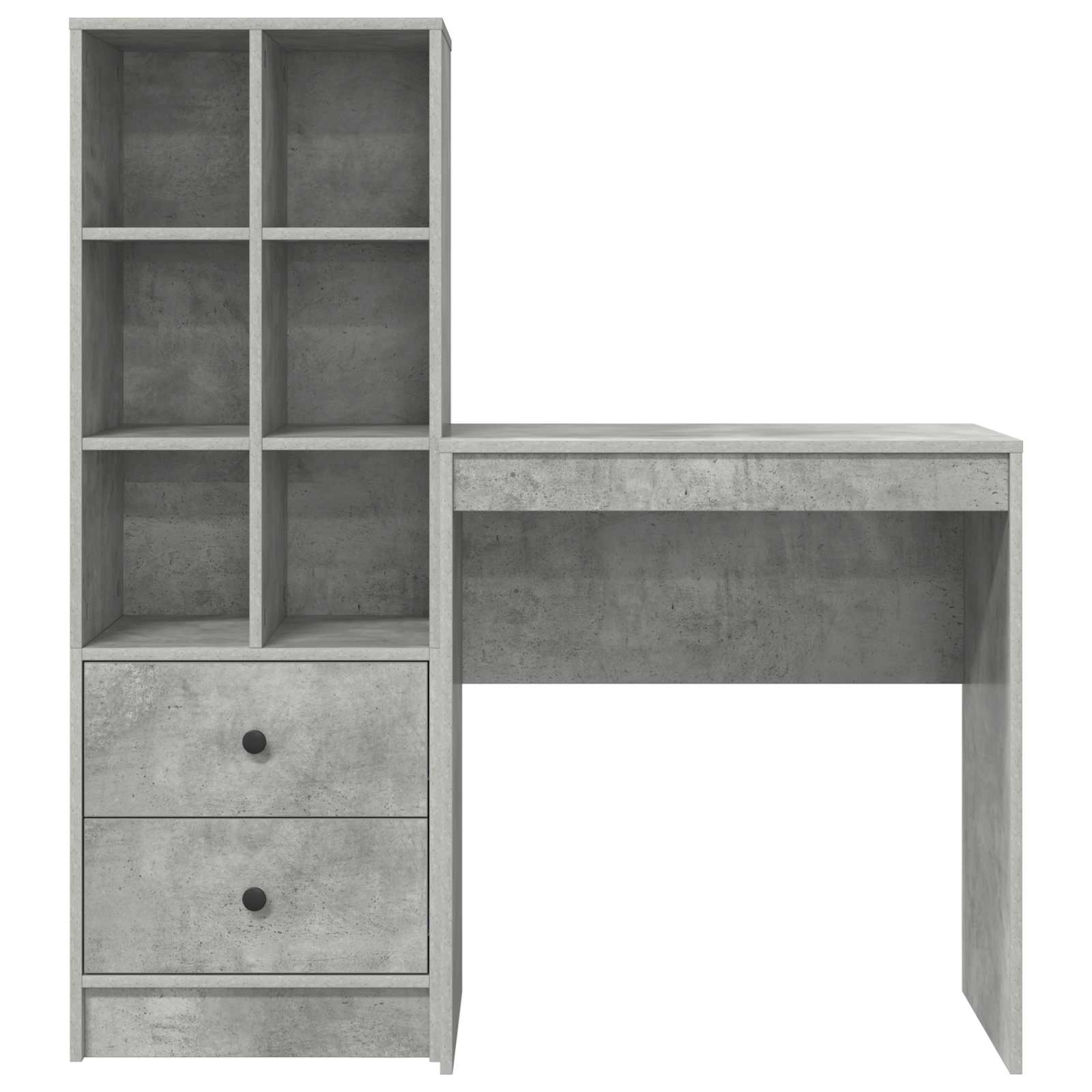 Scrivania con cassetto con lo scaffale 2 pcs Grigio cemento