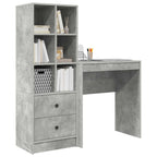 Scrivania con cassetto con lo scaffale 2 pcs Grigio cemento