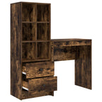 Scrivania con cassetto con lo scaffale 2 pcs Rovere fumé