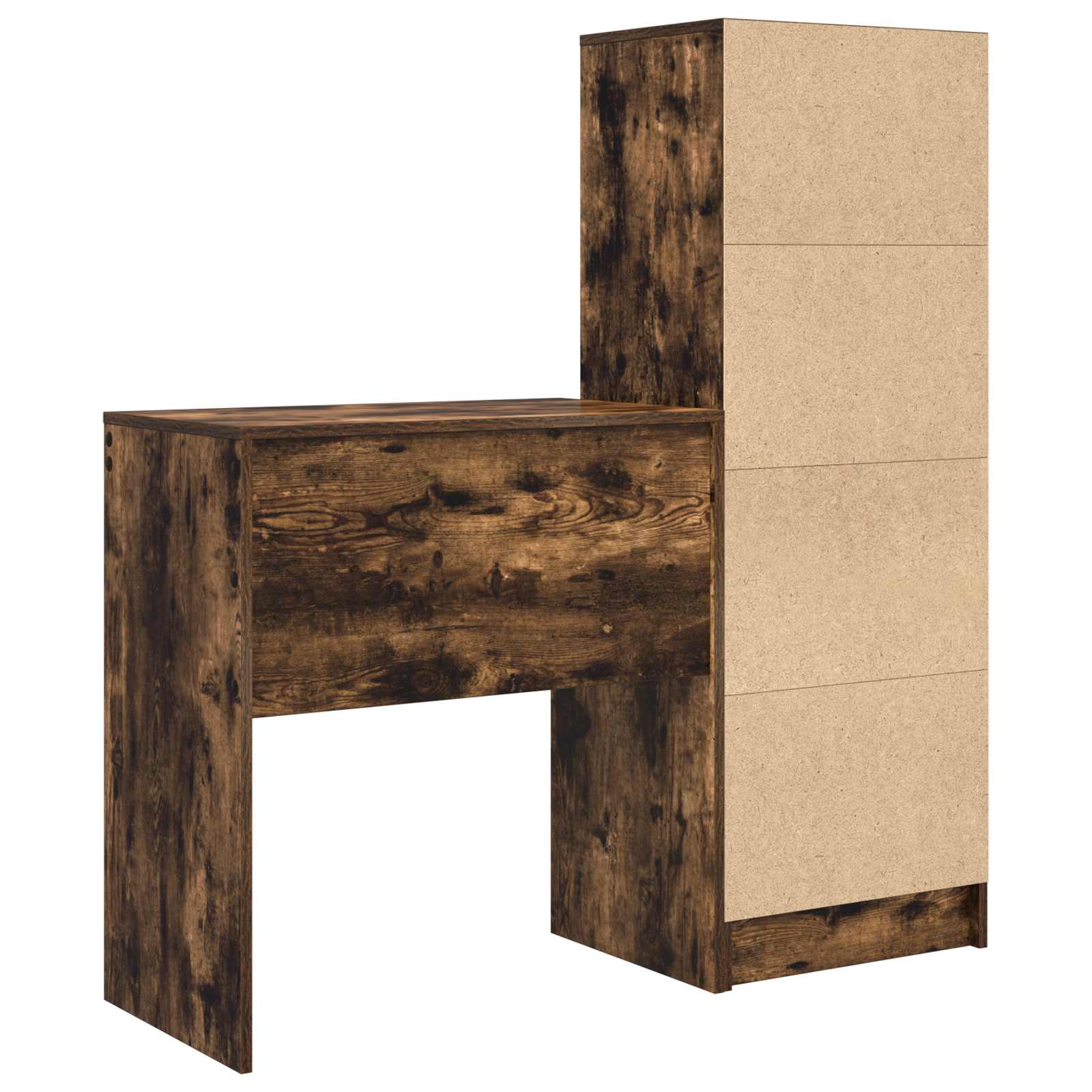Scrivania con cassetto con lo scaffale 2 pcs Rovere fumé