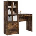 Scrivania con cassetto con lo scaffale 2 pcs Rovere fumé