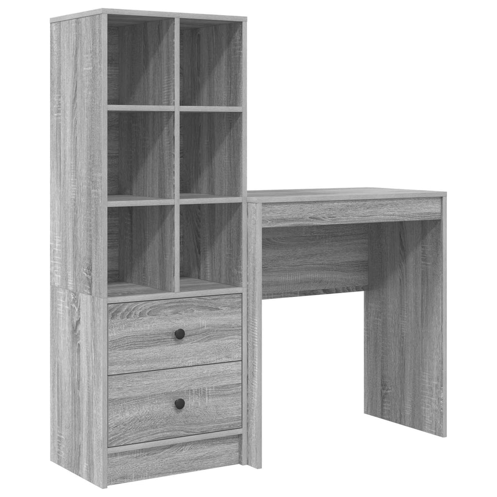 Scrivania con cassetto con lo scaffale 2 pcs Grigio Sonoma