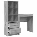 Scrivania con cassetto con lo scaffale 2 pcs Grigio Sonoma