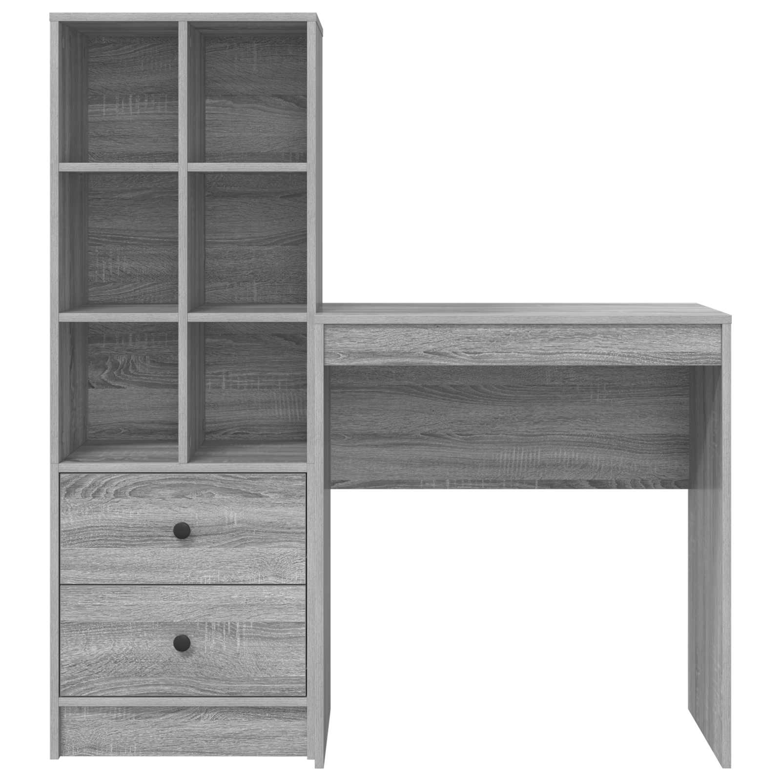 Scrivania con cassetto con lo scaffale 2 pcs Grigio Sonoma
