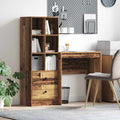 Scrivania con cassetto con lo scaffale 2 pcs Legno vecchio