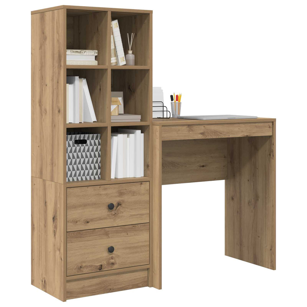 Scrivania con cassetto con lo scaffale 2 pcs Rovere artigianale