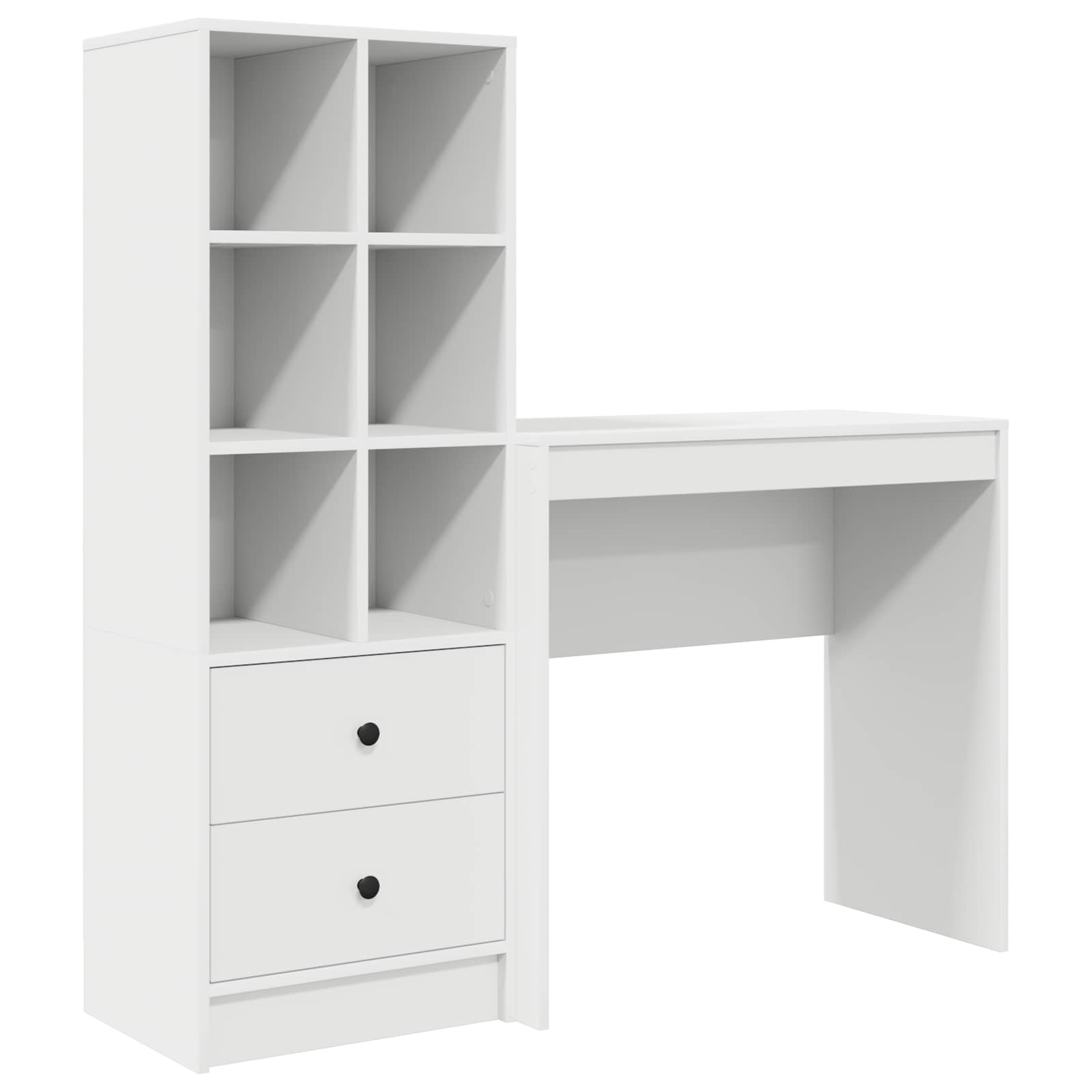 Scrivania con cassetto con lo scaffale 2 pcs Bianco