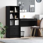 Scrivania con cassetto con lo scaffale 2 pcs Rovere Nero