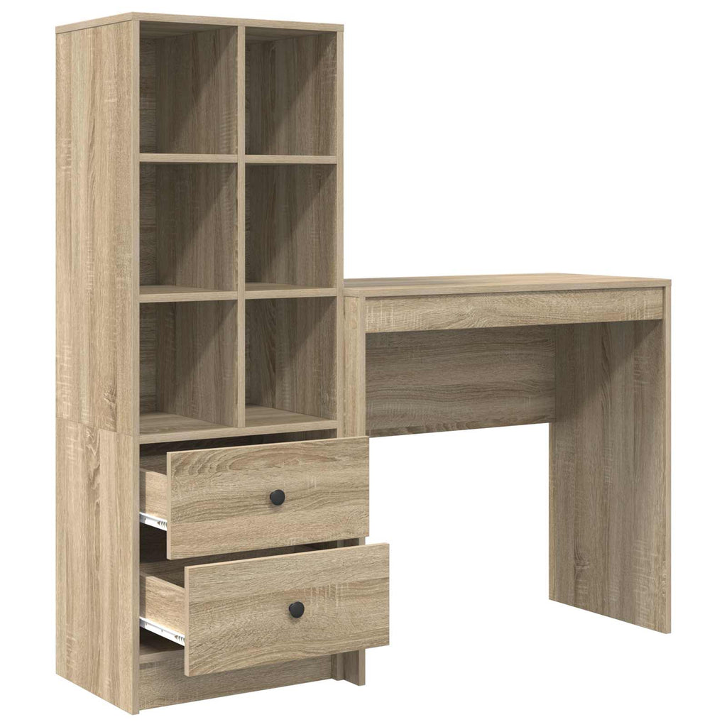 Scrivania con cassetto con lo scaffale 2 pcs Rovere Sonoma
