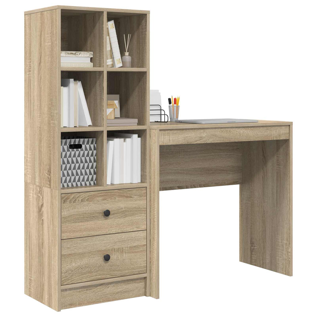 Scrivania con cassetto con lo scaffale 2 pcs Rovere Sonoma