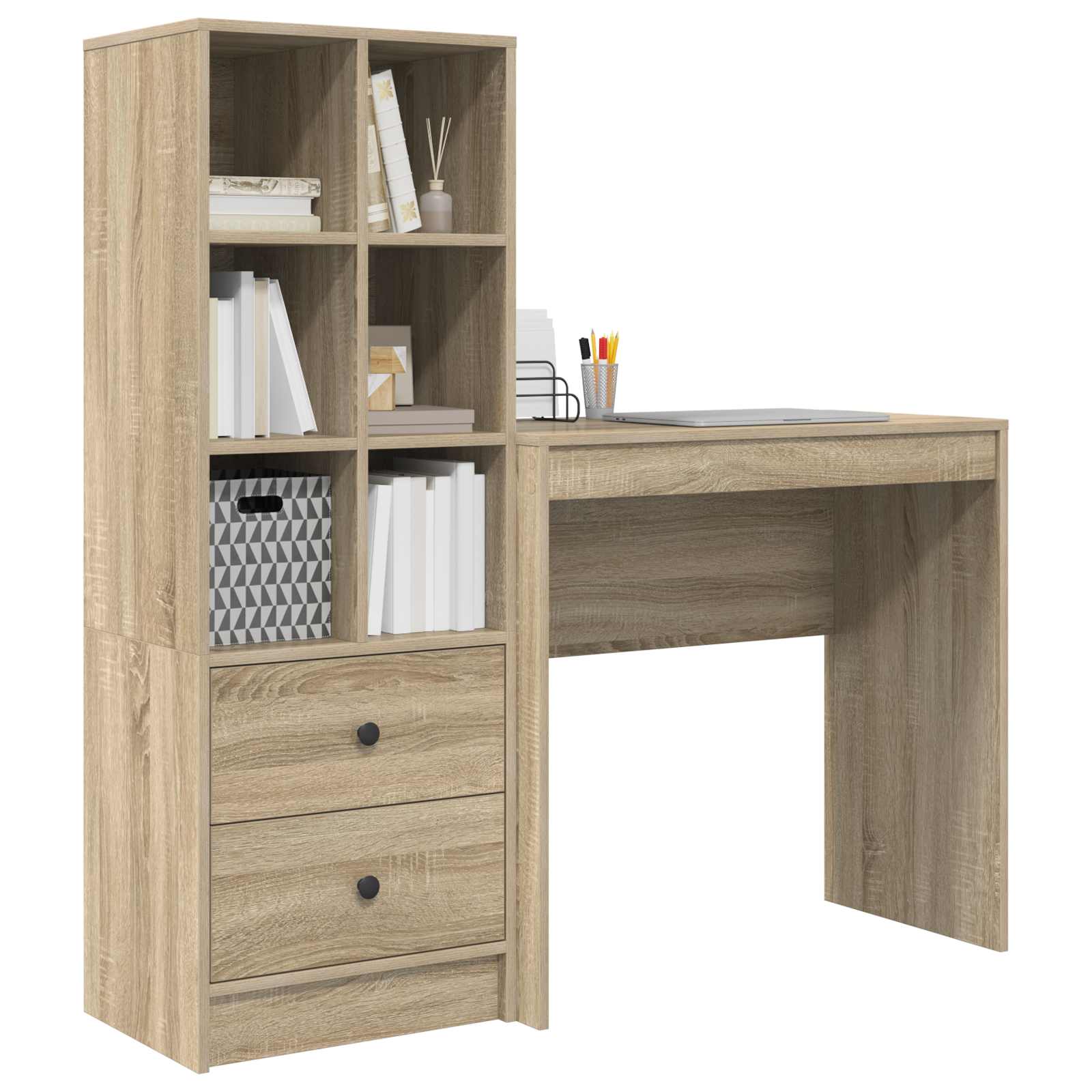 Scrivania con cassetto con lo scaffale 2 pcs Rovere Sonoma