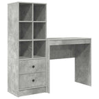 Scrivania con cassetto con lo scaffale 2 pcs Grigio cemento