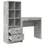 Scrivania con cassetto con lo scaffale 2 pcs Grigio cemento