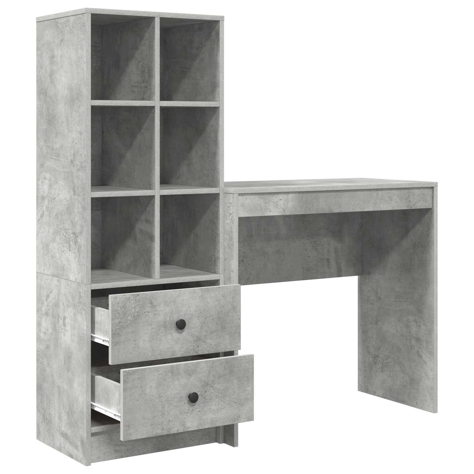 Scrivania con cassetto con lo scaffale 2 pcs Grigio cemento