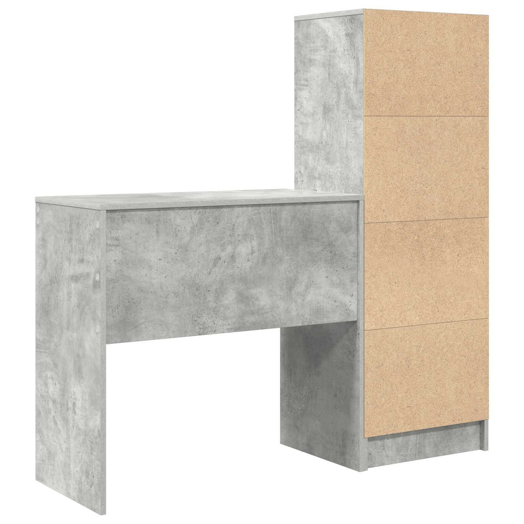 Scrivania con cassetto con lo scaffale 2 pcs Grigio cemento