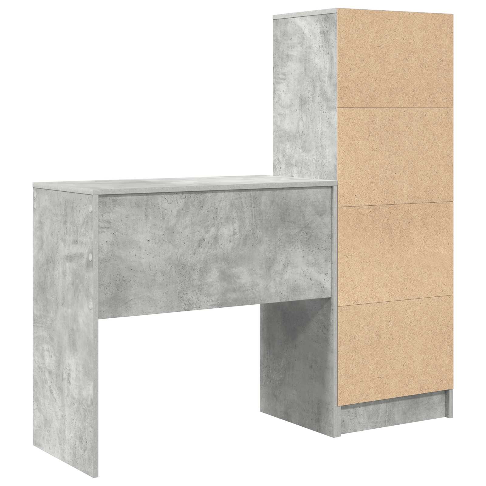 Scrivania con cassetto con lo scaffale 2 pcs Grigio cemento