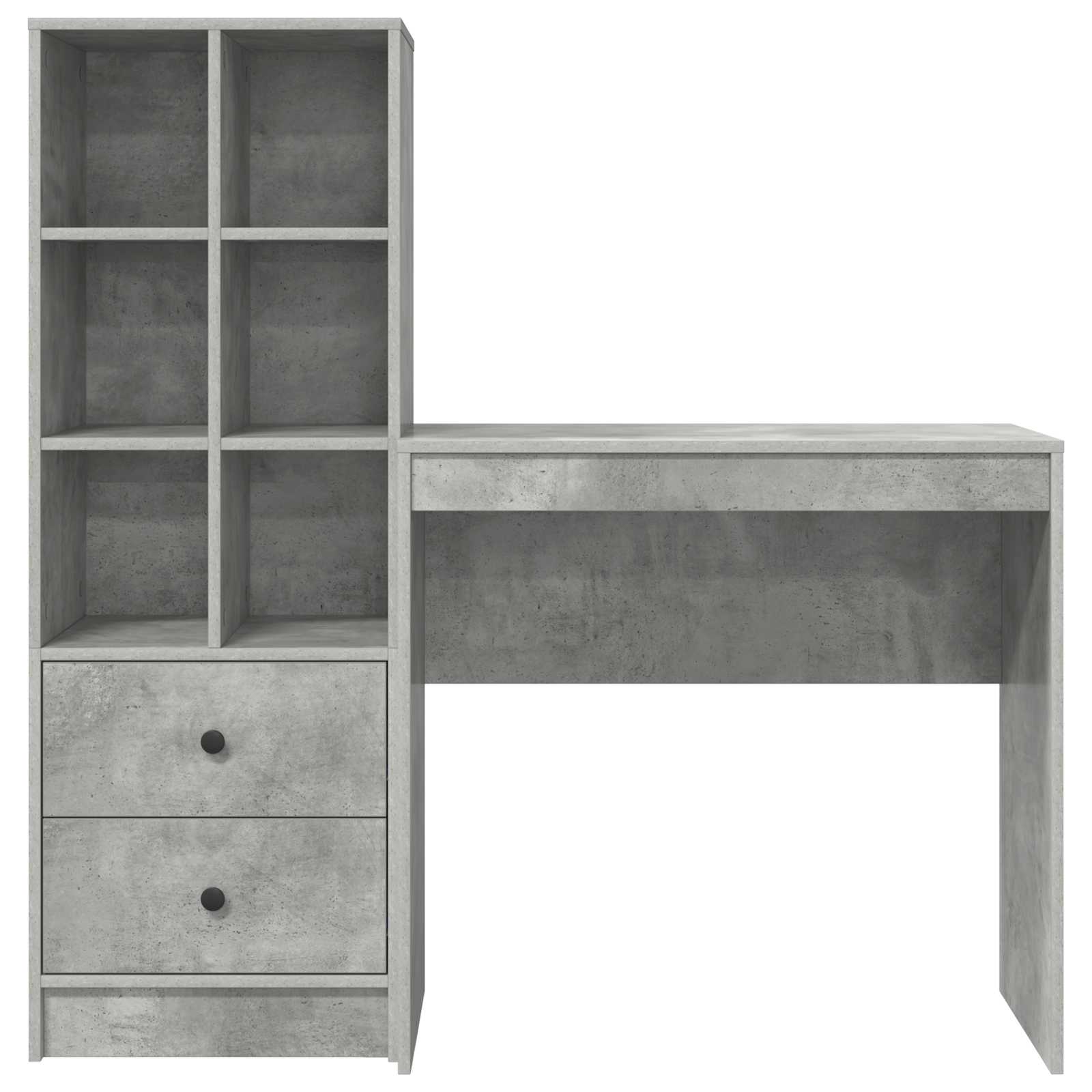 Scrivania con cassetto con lo scaffale 2 pcs Grigio cemento