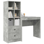 Scrivania con cassetto con lo scaffale 2 pcs Grigio cemento